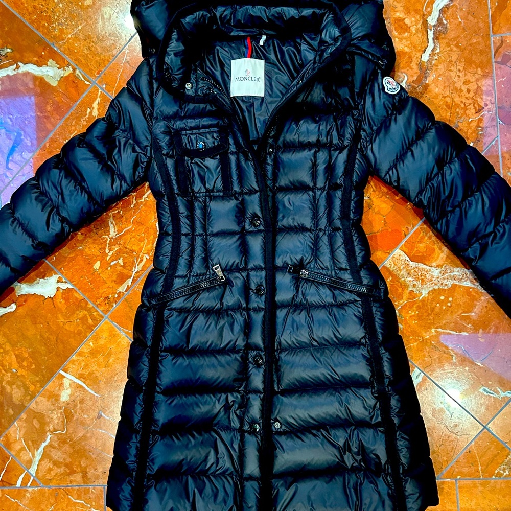 Beautiful black Moncler  long coat in great condition